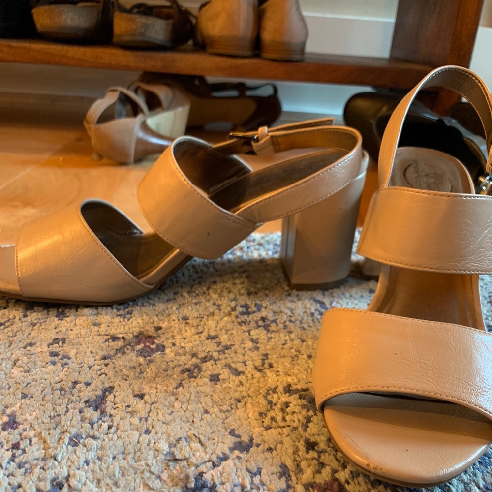 Nude chunky heels